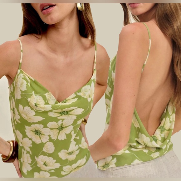 Reformation Astra Floral Low Back Blouse Top, NEW - Picture 2 of 16